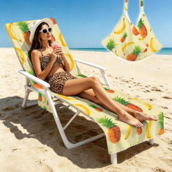 pineapple banana Beach chair cover Beach Chair Towel Cover with Side Pockets