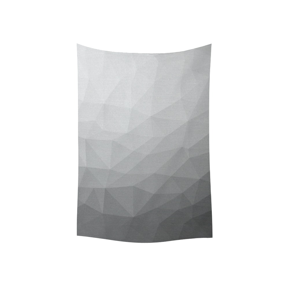 Grey Gradient Geometric Mesh Pattern Cotton Linen Wall Tapestry 40"x 60"