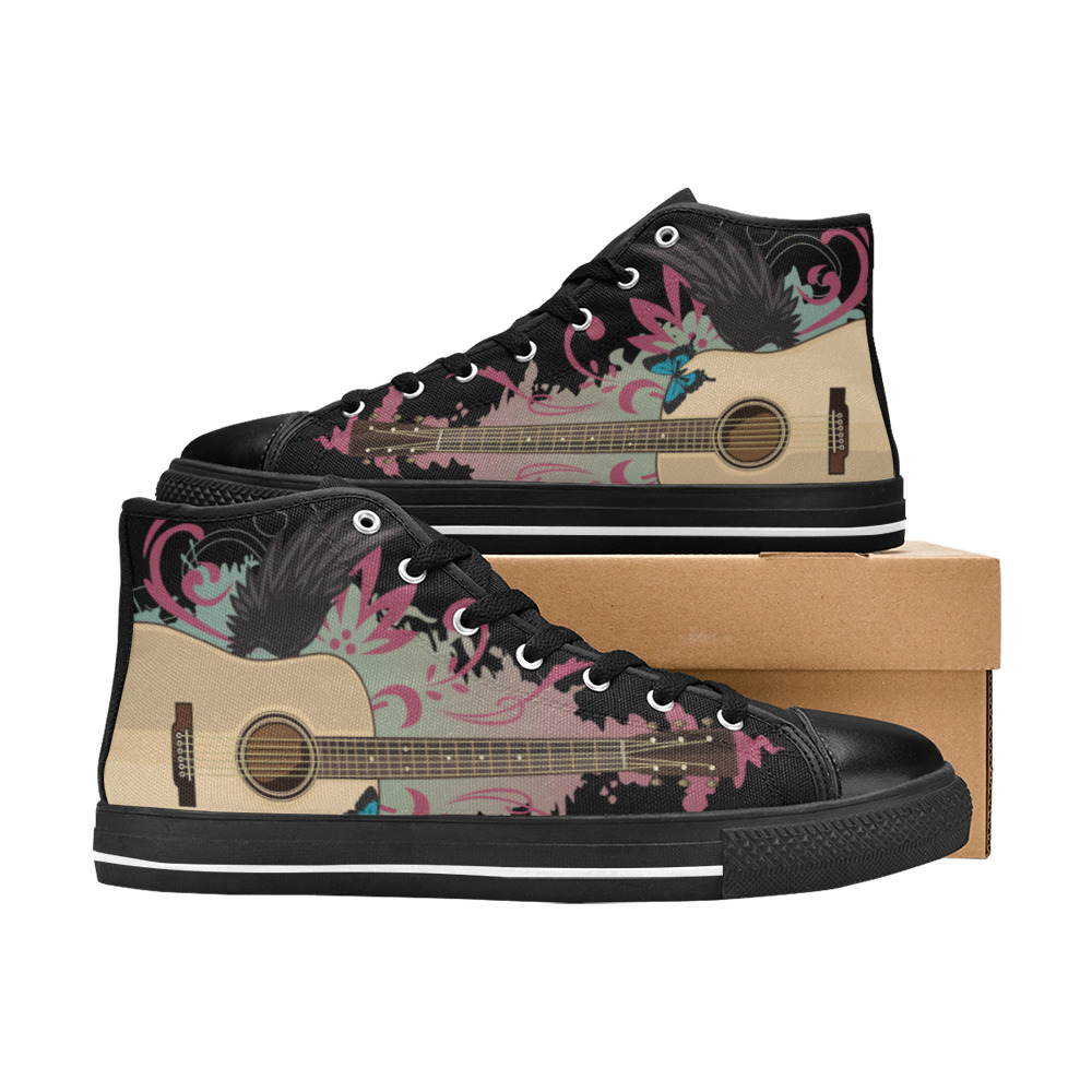 Guitar Vibes Women's Classic High Top Canvas Shoes (Model 017)