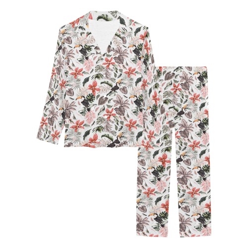 Toucans in the flowered jungle Women's Long Pajama Set