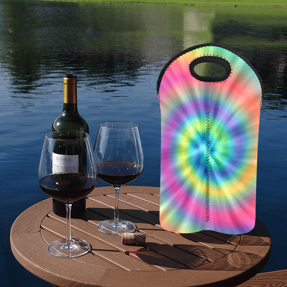 tye dye rainbow 2-Bottle Neoprene Wine Bag
