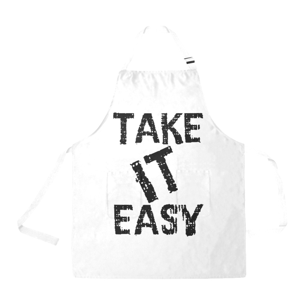 Take it easy funny black text, typography art. All Over Print Apron