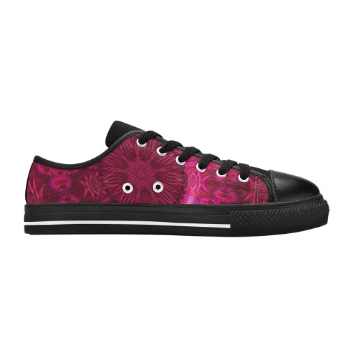 Ruby Red Crystal Abstract Fractal Kaleidoscope Mandala Women's Classic Canvas Shoes (Model 018)