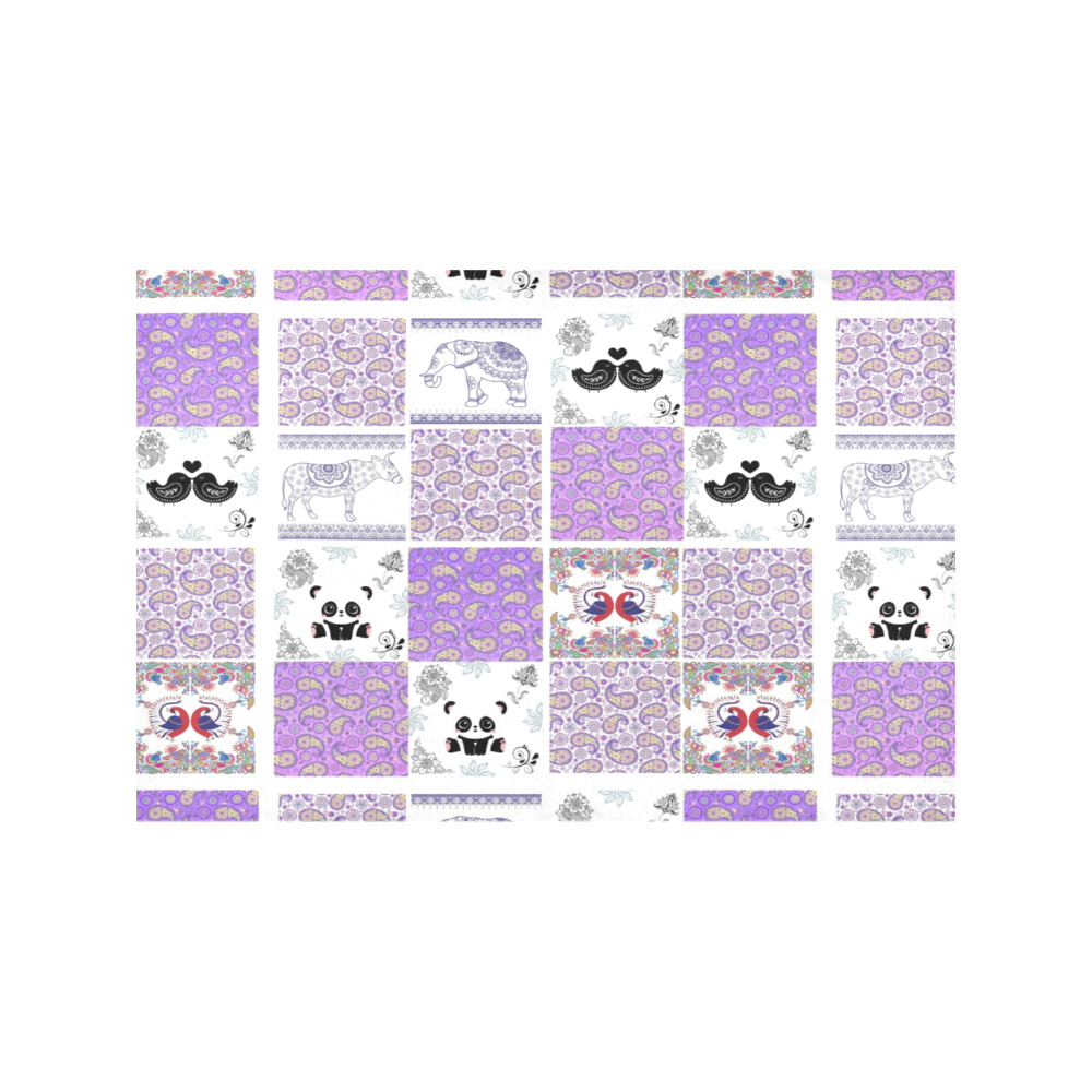 Purple Paisley Birds and Animals Patchwork Design Placemat 12’’ x 18’’ (Six Pieces)