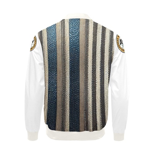 vertical striped pattern, silver and saphire All Over Print Bomber Jacket for Men (Model H19)