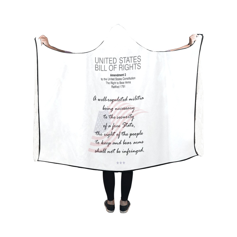 USA Bill Of Rights Second Amendment Arms Weapons Hooded Blanket 50''x40''