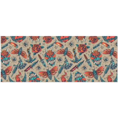 Vintage Colorful Tattoo Pattern Gift Wrapping Paper 58"x 23" (1 Roll)