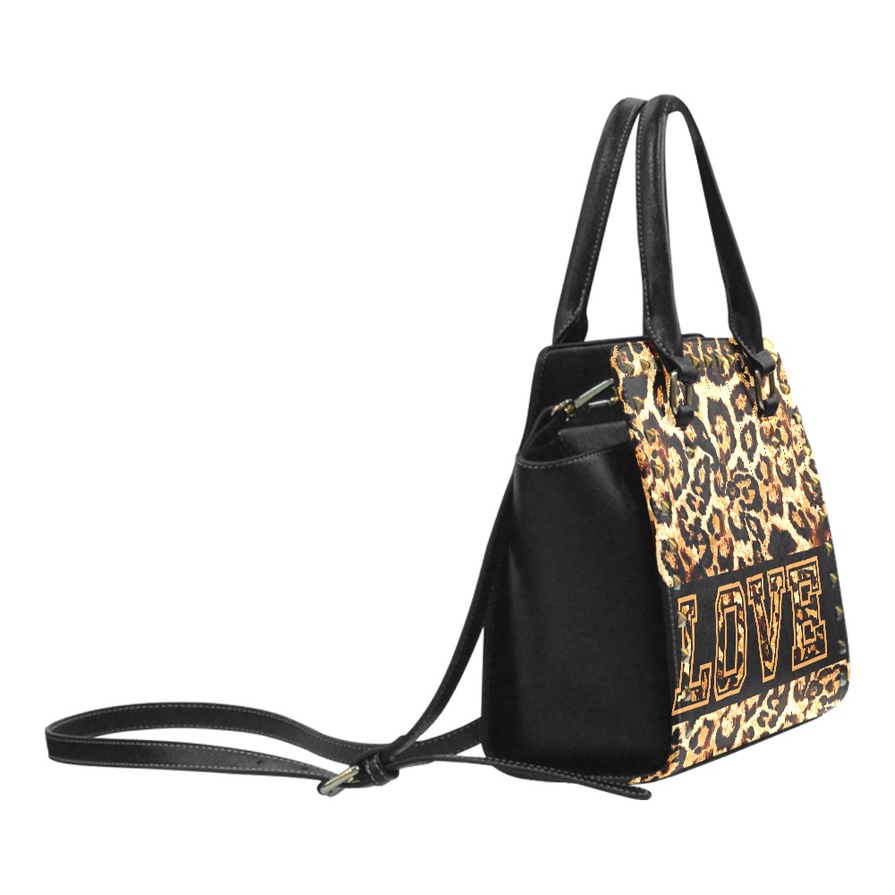 Leopard rivet handbag Rivet Shoulder Handbag (Model 1645)