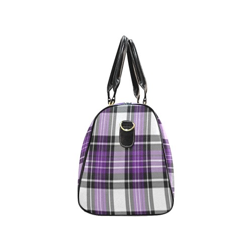 Purple Black Plaid New Waterproof Travel Bag/Large (Model 1639)