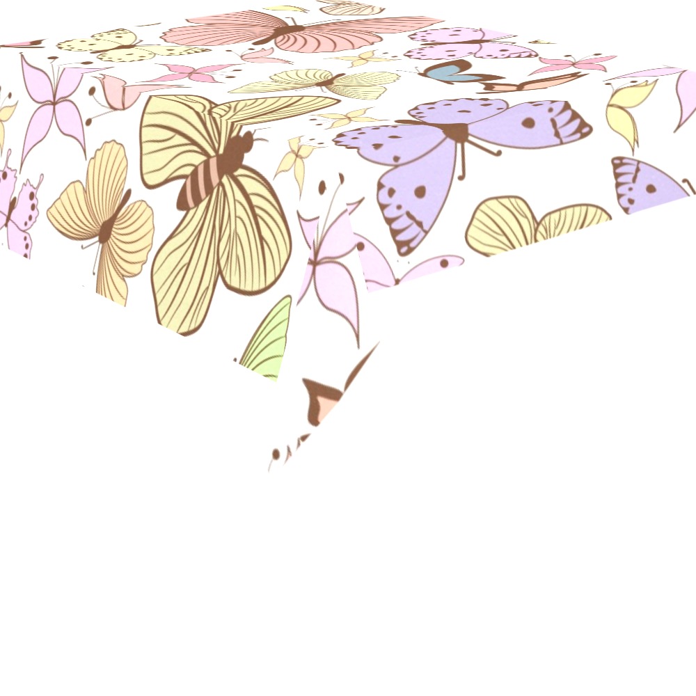 Butterflies Cotton Linen Tablecloth 52"x 70"