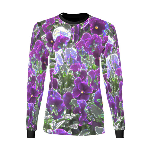 Field Of Purple Flowers 8420 Women's All Over Print Long Sleeve T-shirt (Model T51)