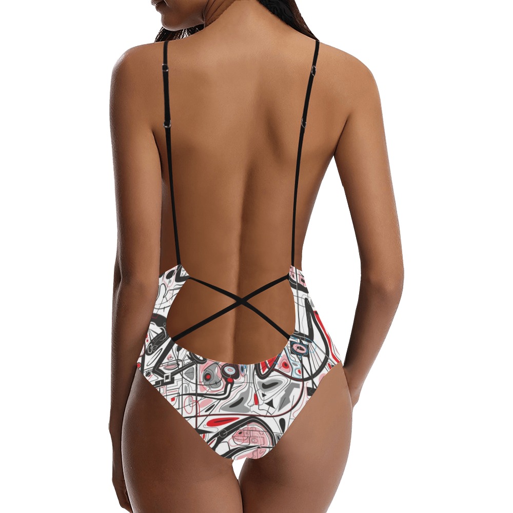 Model 2 Sexy Lacing Backless One-Piece Swimsuit (Model S10)