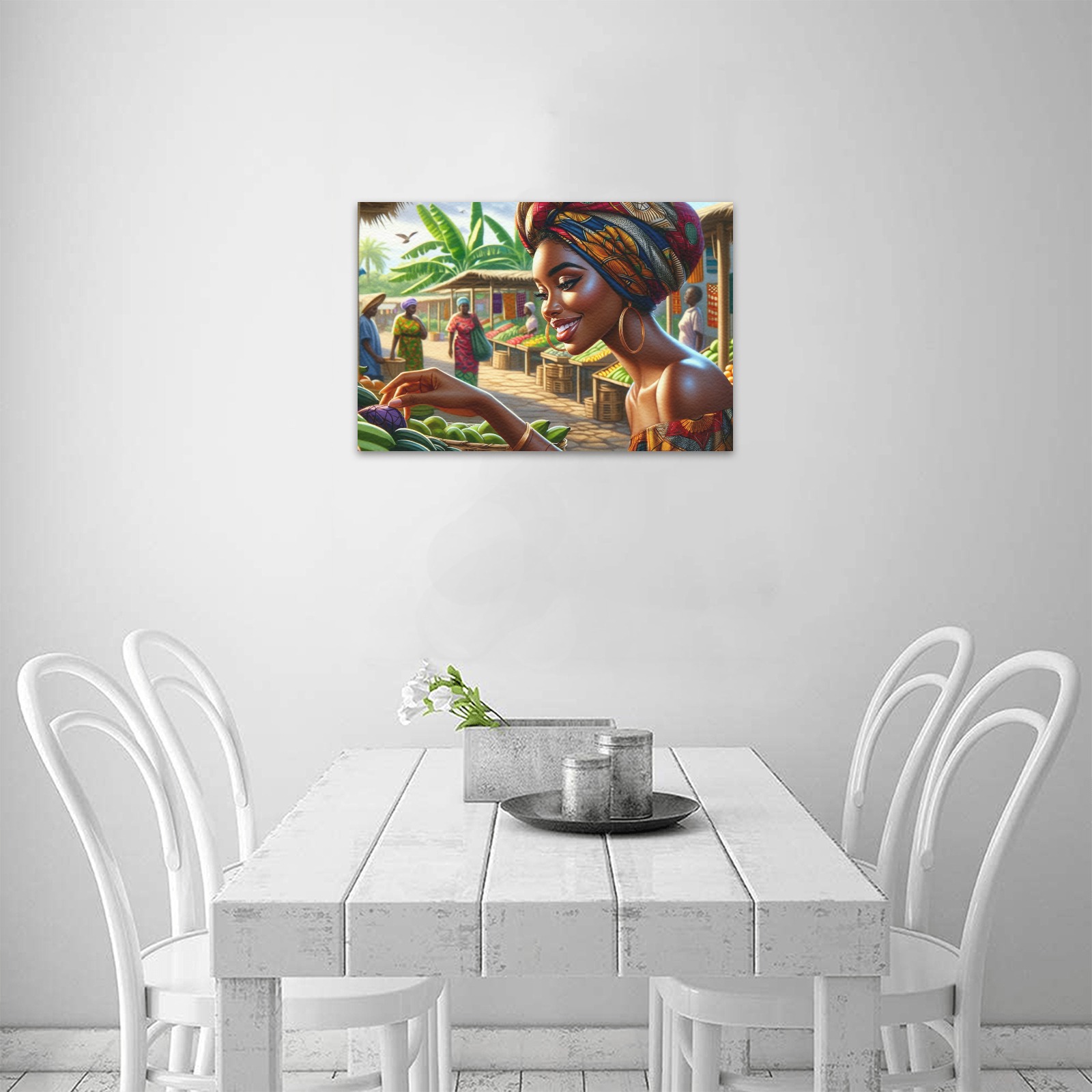 Woman at the Market Upgraded Canvas Print 18"x12"