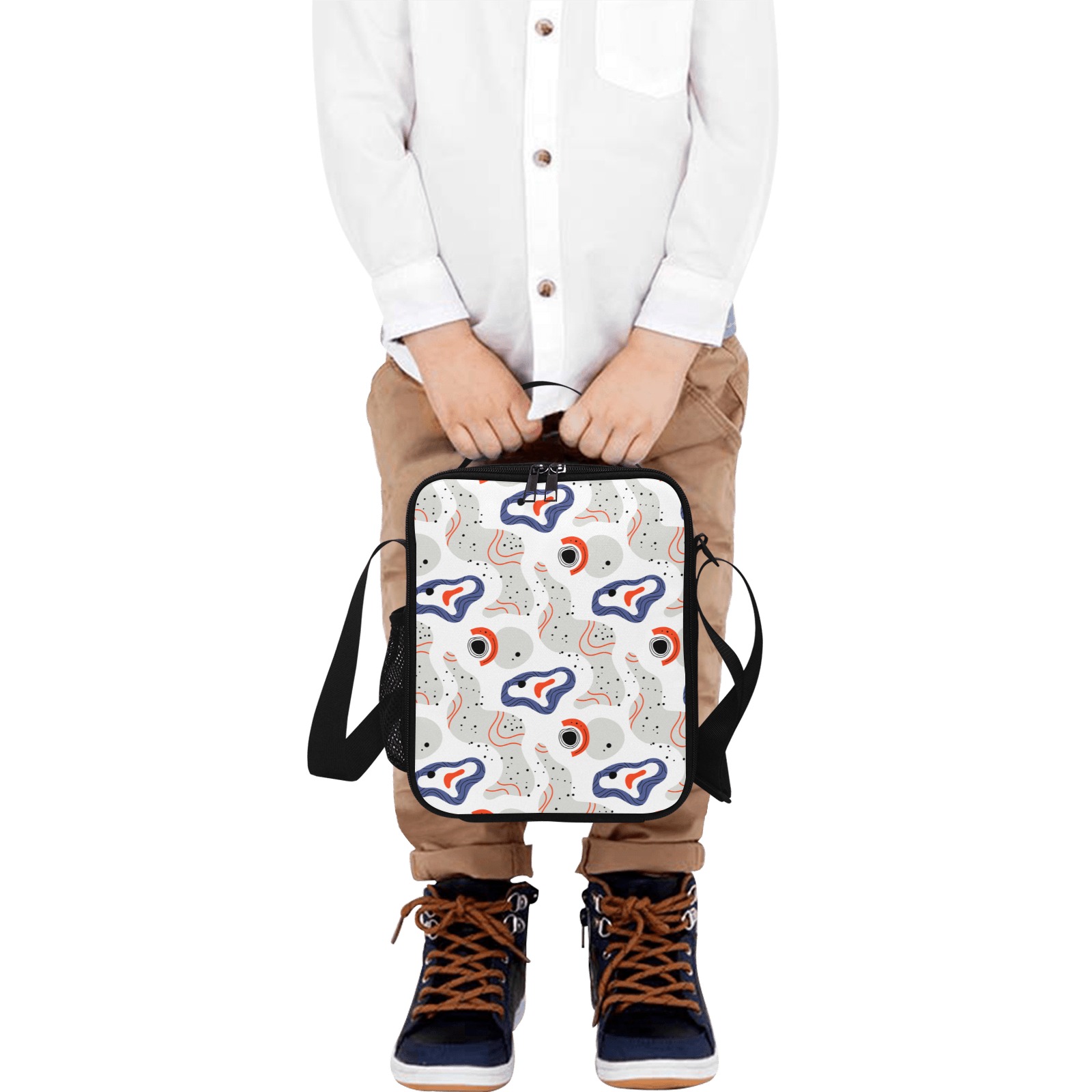 Elegant Abstract Mid Century Pattern Crossbody Lunch Bag for Kids (Model 1722)