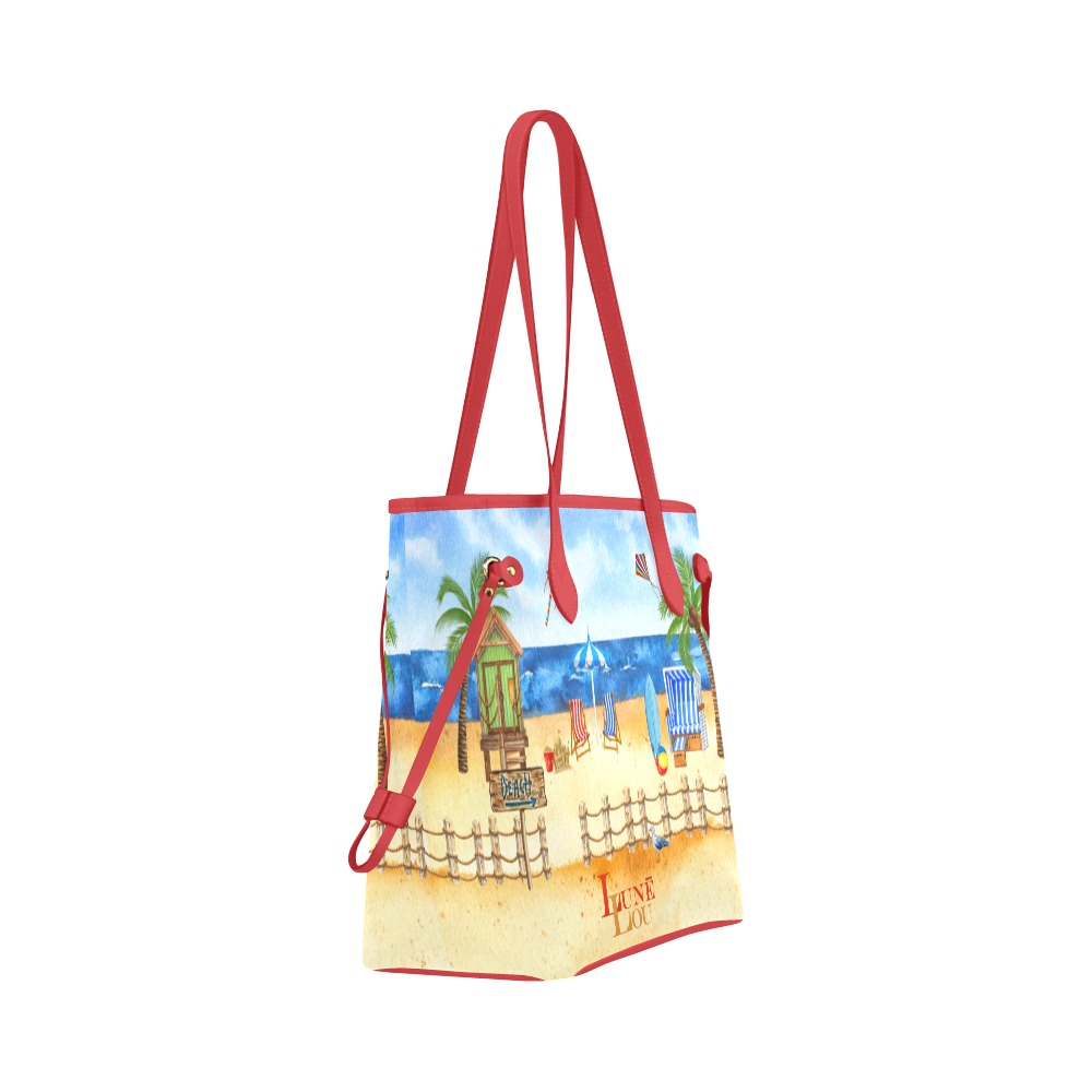 RED BEACH SCENE TOTE Clover Canvas Tote Bag (Model 1661)