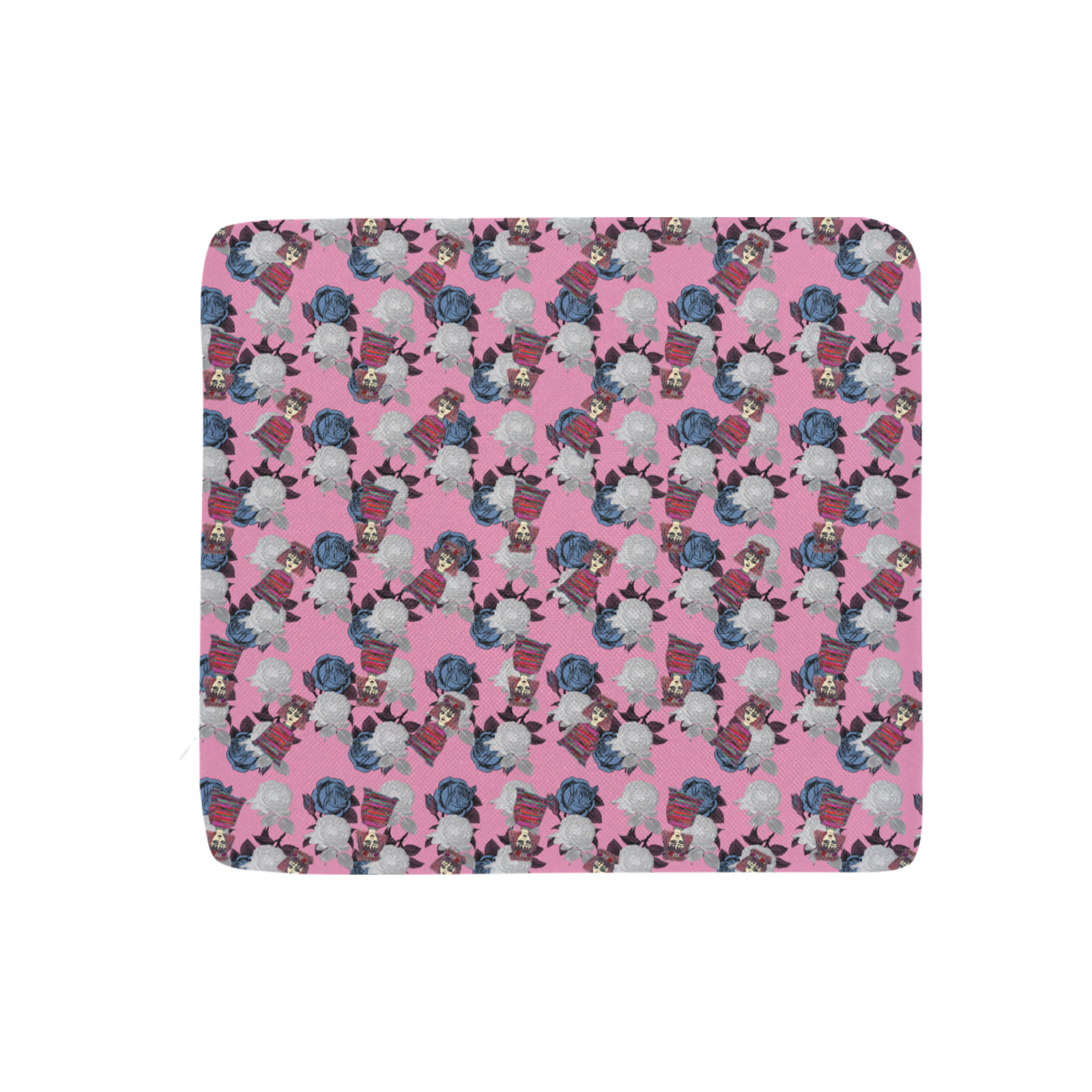 vintage floral and goth girl Rectangular Seat Cushion