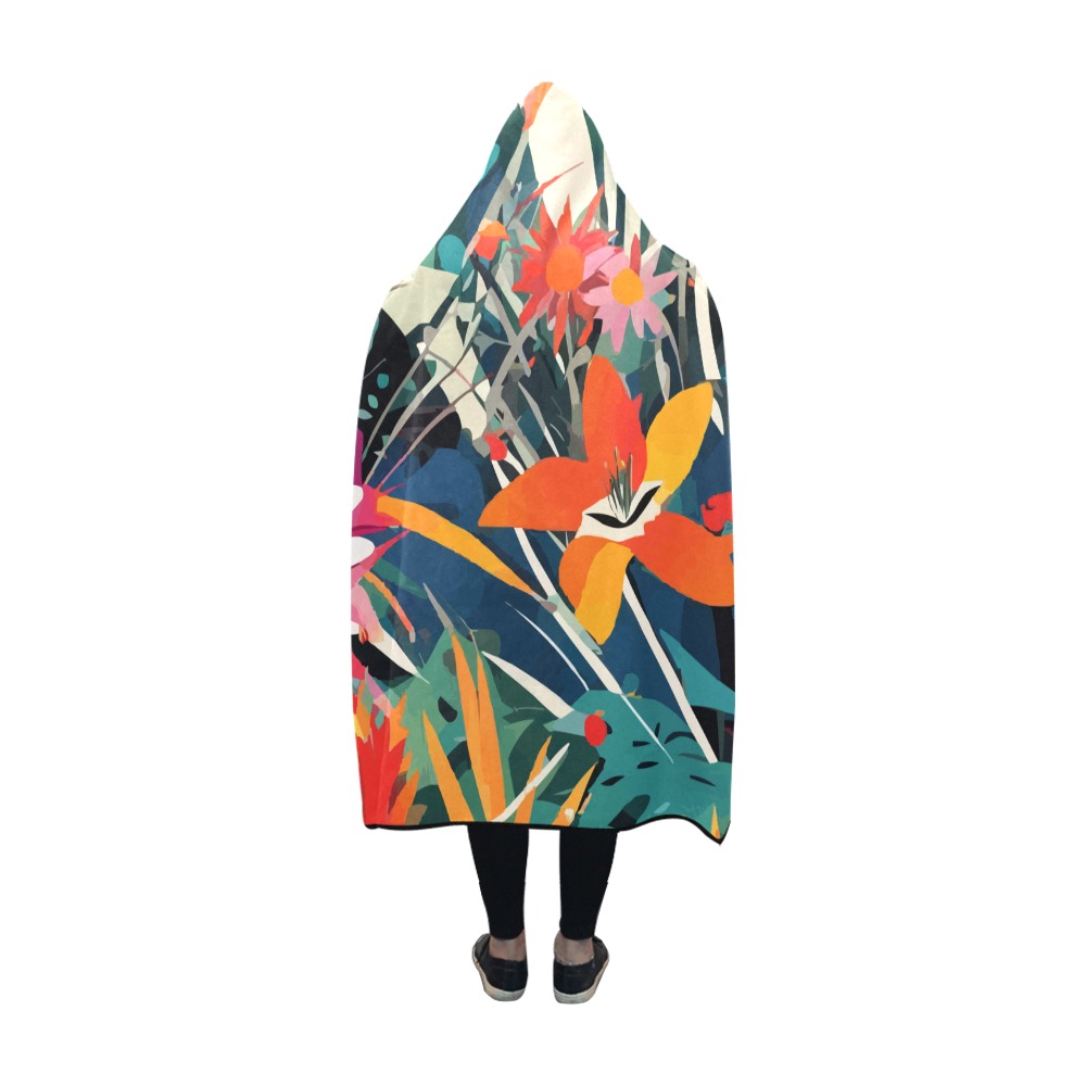 Stylish tropical plants. Colorful boho art. Hooded Blanket 60''x50''