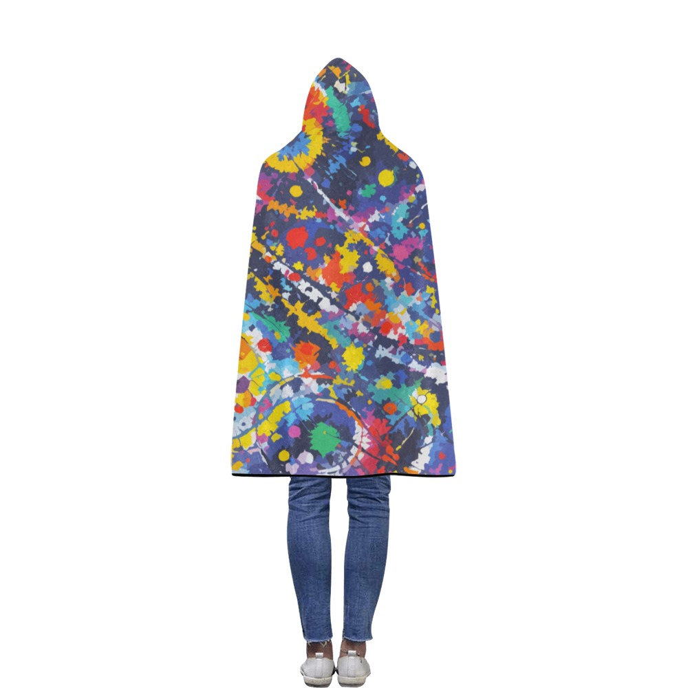 Cool futuristic colorful tie-dye abstract art. Flannel Hooded Blanket 40''x50''