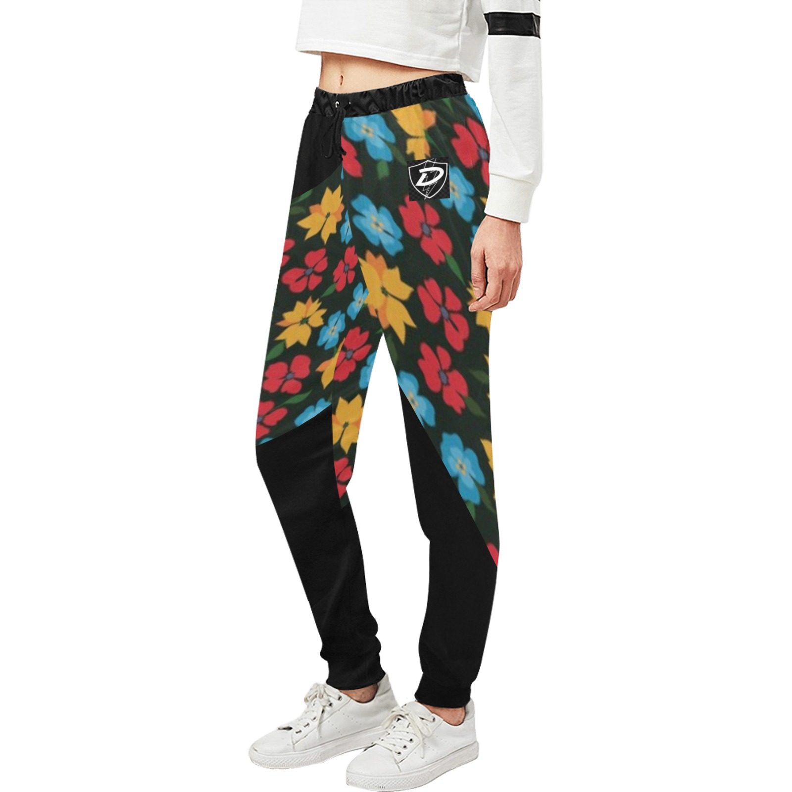 DIONIO Clothing - Women's Sweatpants (Flower 1 Black) Unisex All Over Print Sweatpants (Model L11)