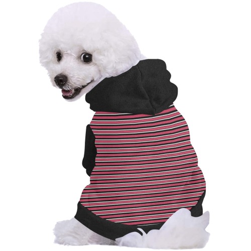 Magenta, Black and White Stripes Vest Pet Dog Hoodie