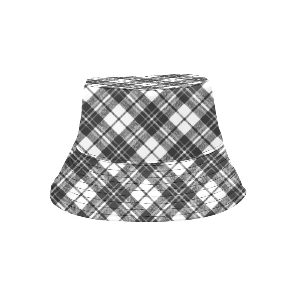 Tartan black white pattern holidays Christmas xmas elegant lines geometric cool fun classic elegance All Over Print Bucket Hat for Men