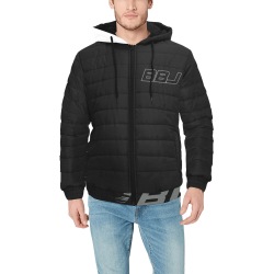 BBJ Puff Hood Black Men's Padded Hooded Jacket (Model H42)