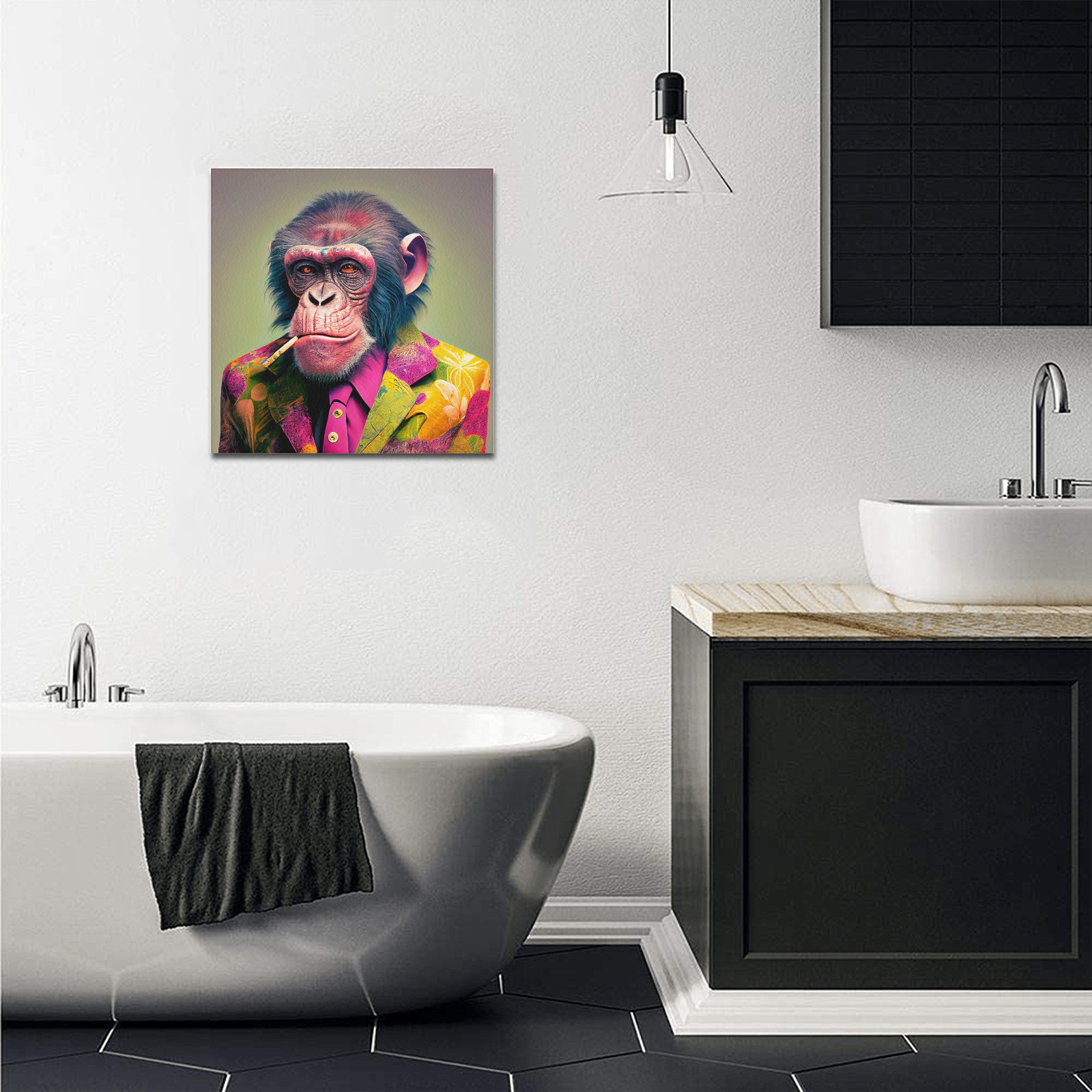 baked chimp 1/4 Upgraded Canvas Print 16"x16"
