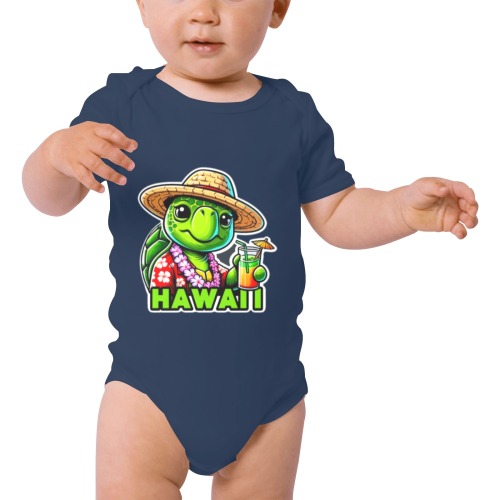 GREEN SEA TURTLE-HAWAII 3 Baby Powder Organic Short Sleeve One Piece (Model T28)