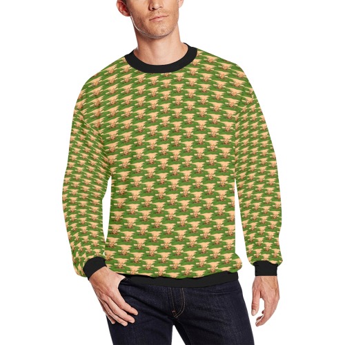 pattern (31) Men's Oversized Fleece Crew Sweatshirt (Model H18)