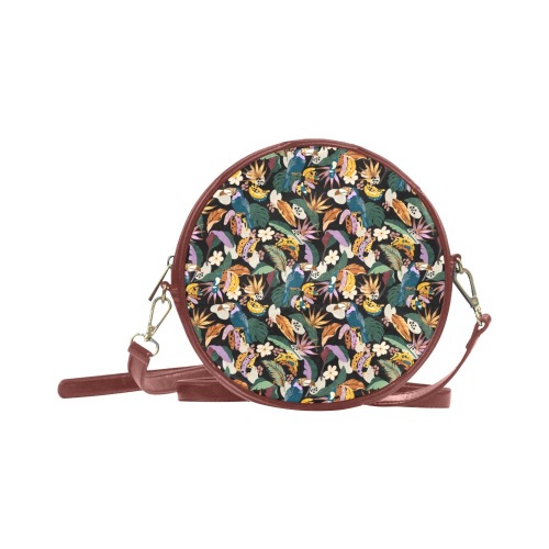 Toucans in the modern colorful dark jungle 2 Round Sling Bag (Model 1647)