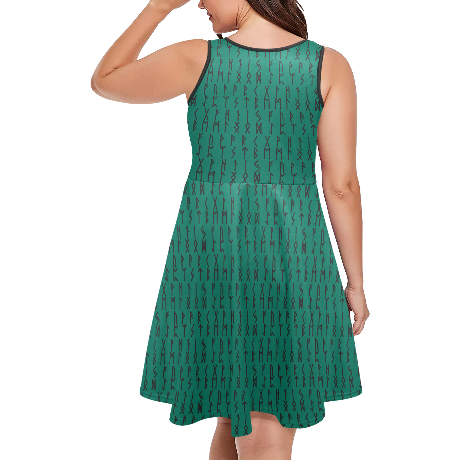 RUNE CASTING Green Sleeveless Expansion Dress (Model D60)