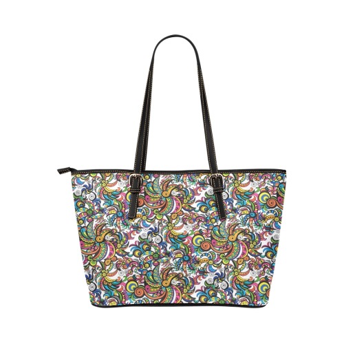 Apocalyptic Parrots Leather Tote Bag/Small (Model 1651)