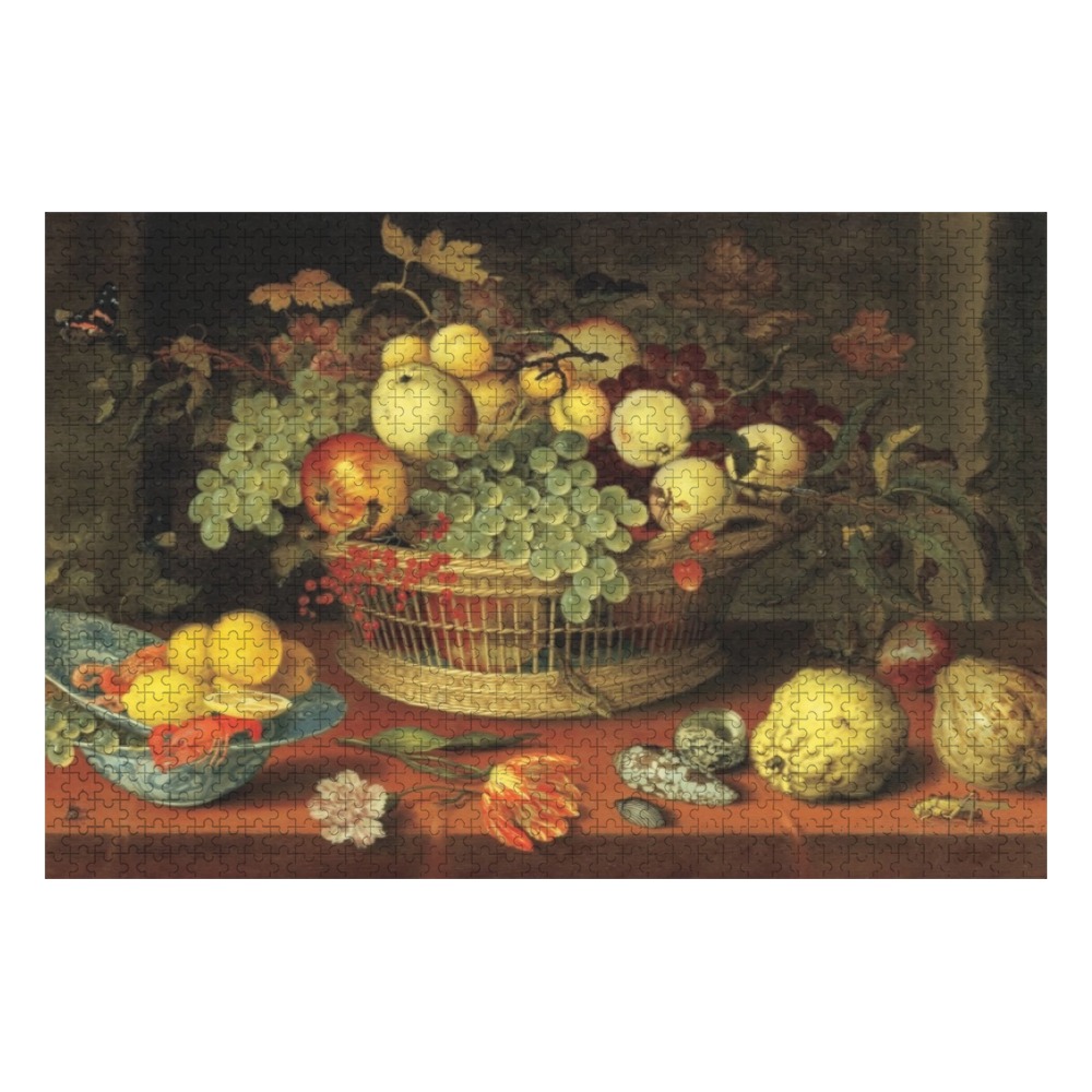 Still Life with Basket of Fruit - Balthasar van der Ast 1000-Piece Wooden Photo Puzzles