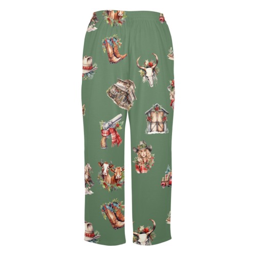 WesternChristmasPrint Green USA Women's Pajama Trousers without Pockets