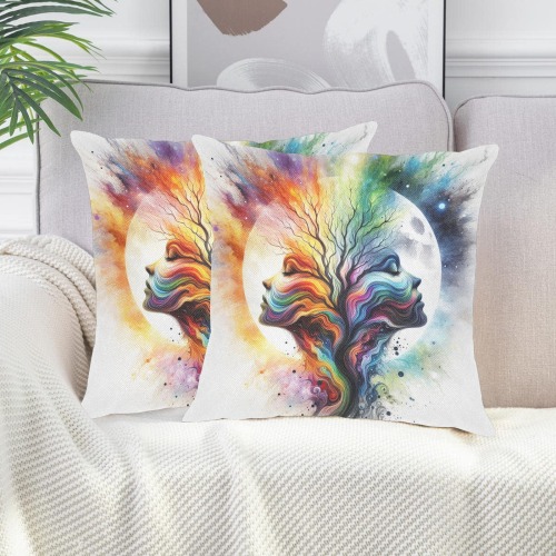 Seasons Of The Moon Linen Zippered Pillowcase 18"x18"(Two Sides&Pack of 2)
