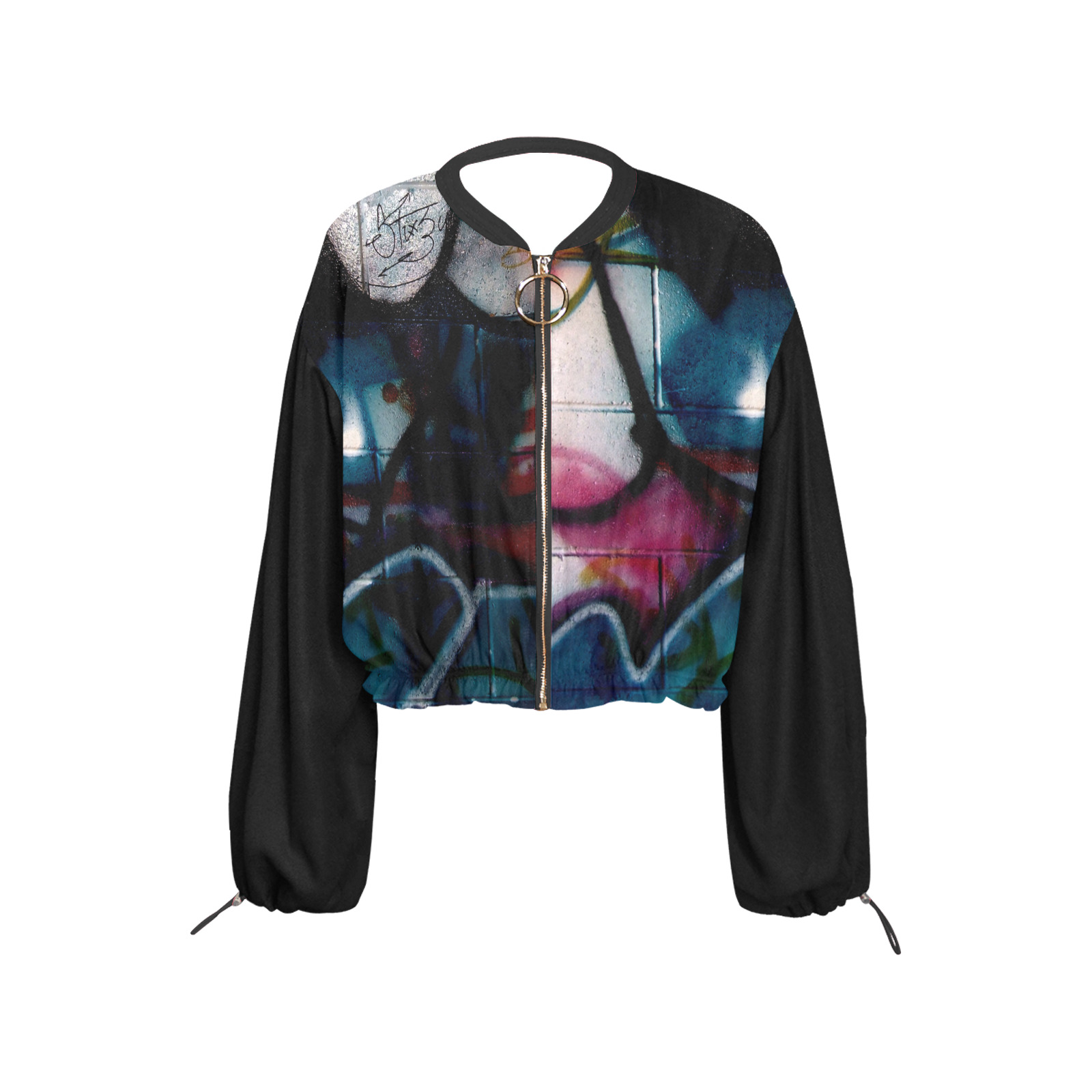 GRAFFITI Cropped Chiffon Jacket for Women (Model H30)