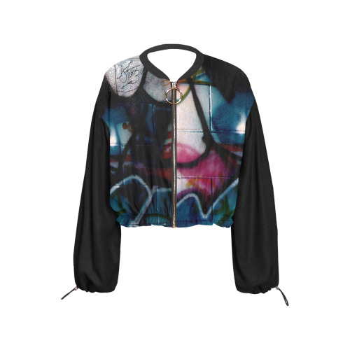 GRAFFITI Cropped Chiffon Jacket for Women (Model H30)