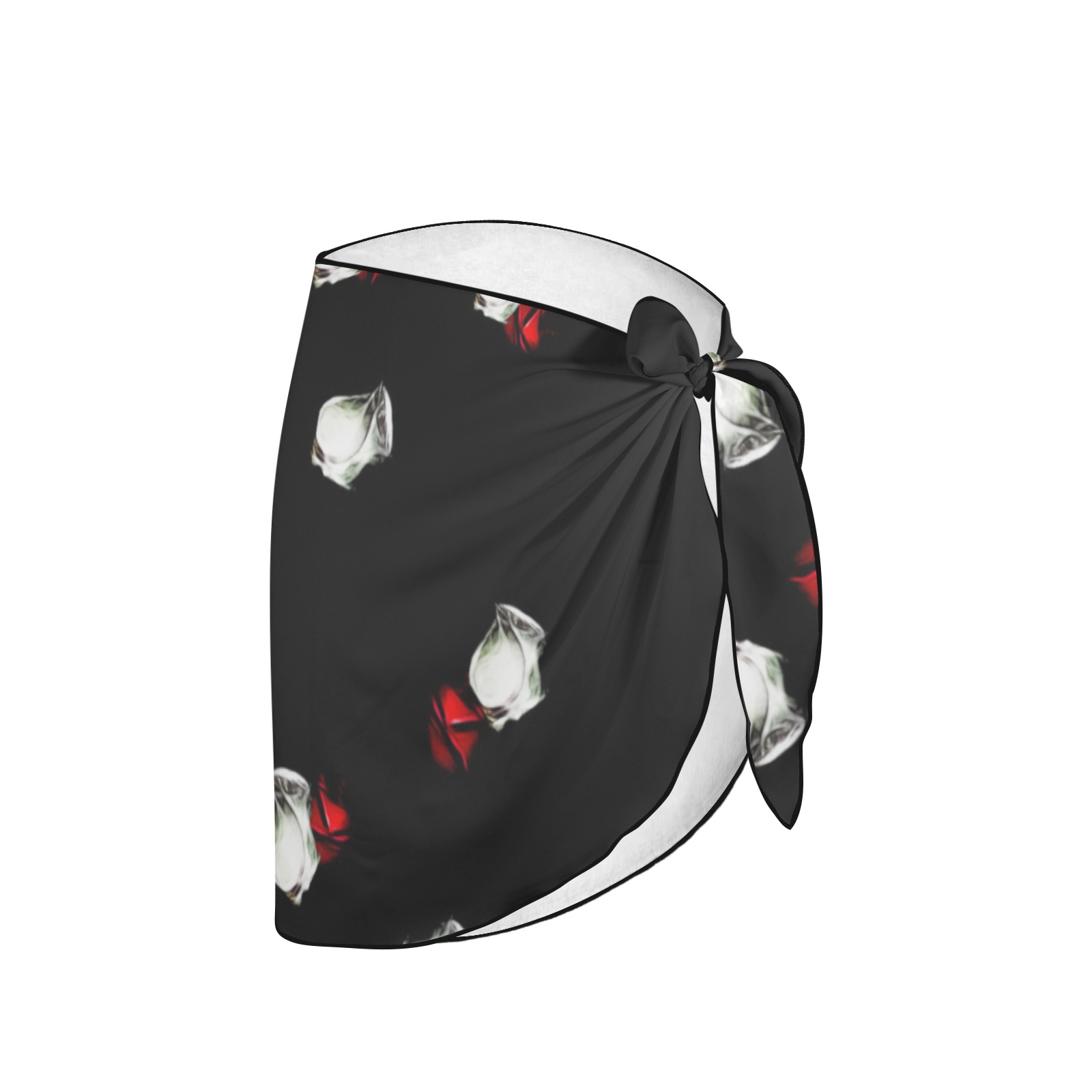 White and Red Roses Beach Sarong Wrap