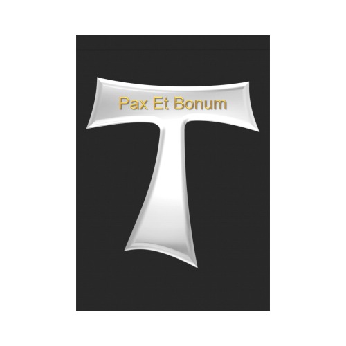Franciscan Tau Cross Pax Et Bonum Silver Metallic Garden Flag 28''x40'' （Without Flagpole）
