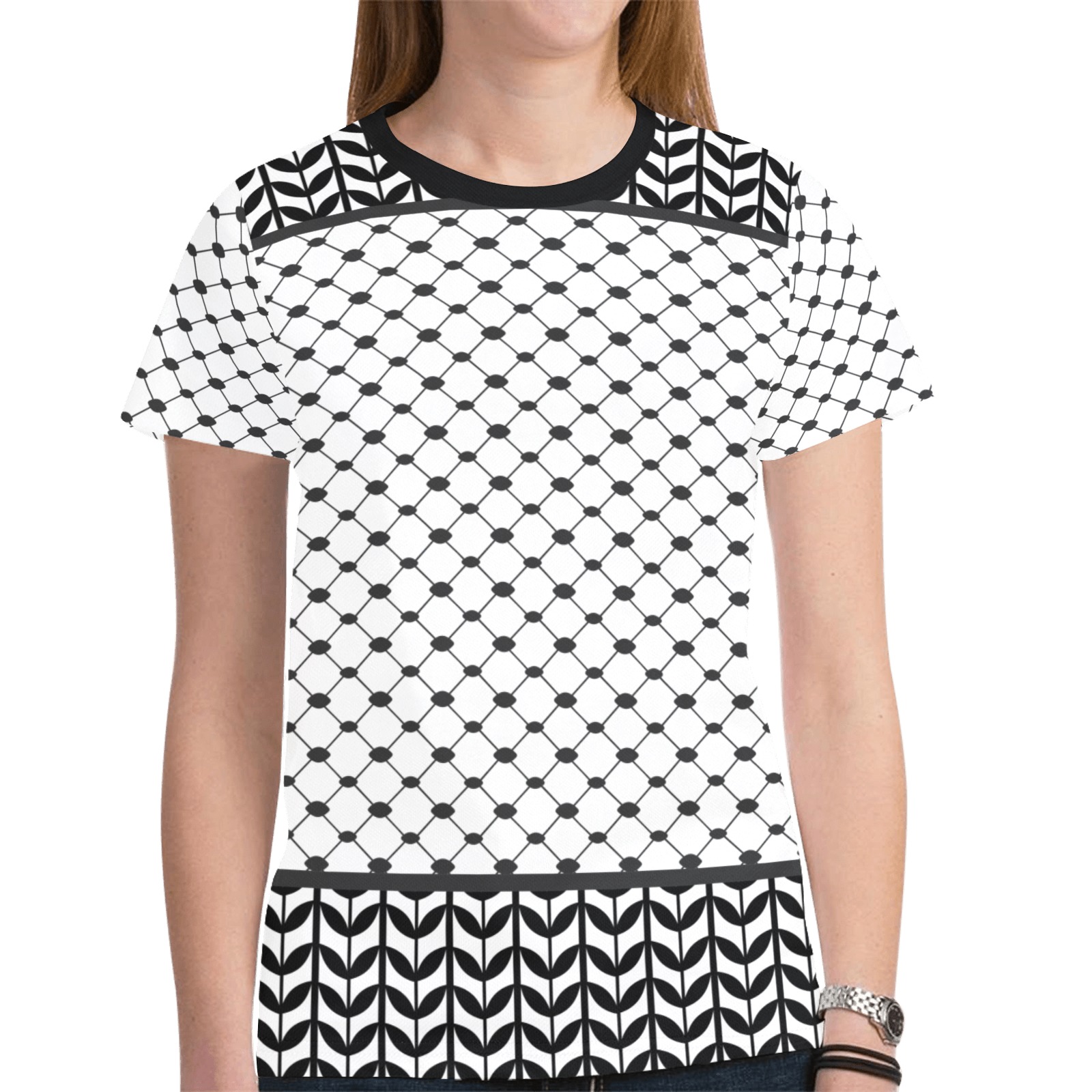Keffiyeh Pattern Inspired Graphic T-Shirt New All Over Print T-shirt for Women (Model T45)