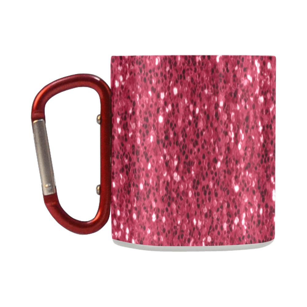 Magenta dark pink red faux sparkles glitter Classic Insulated Mug(10.3OZ)