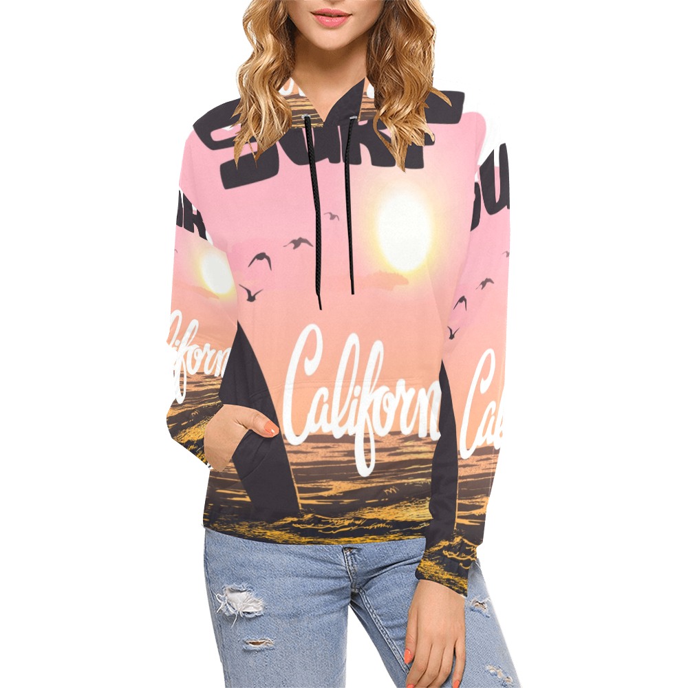 Cali All Over Print Hoodie for Women (USA Size) (Model H13)