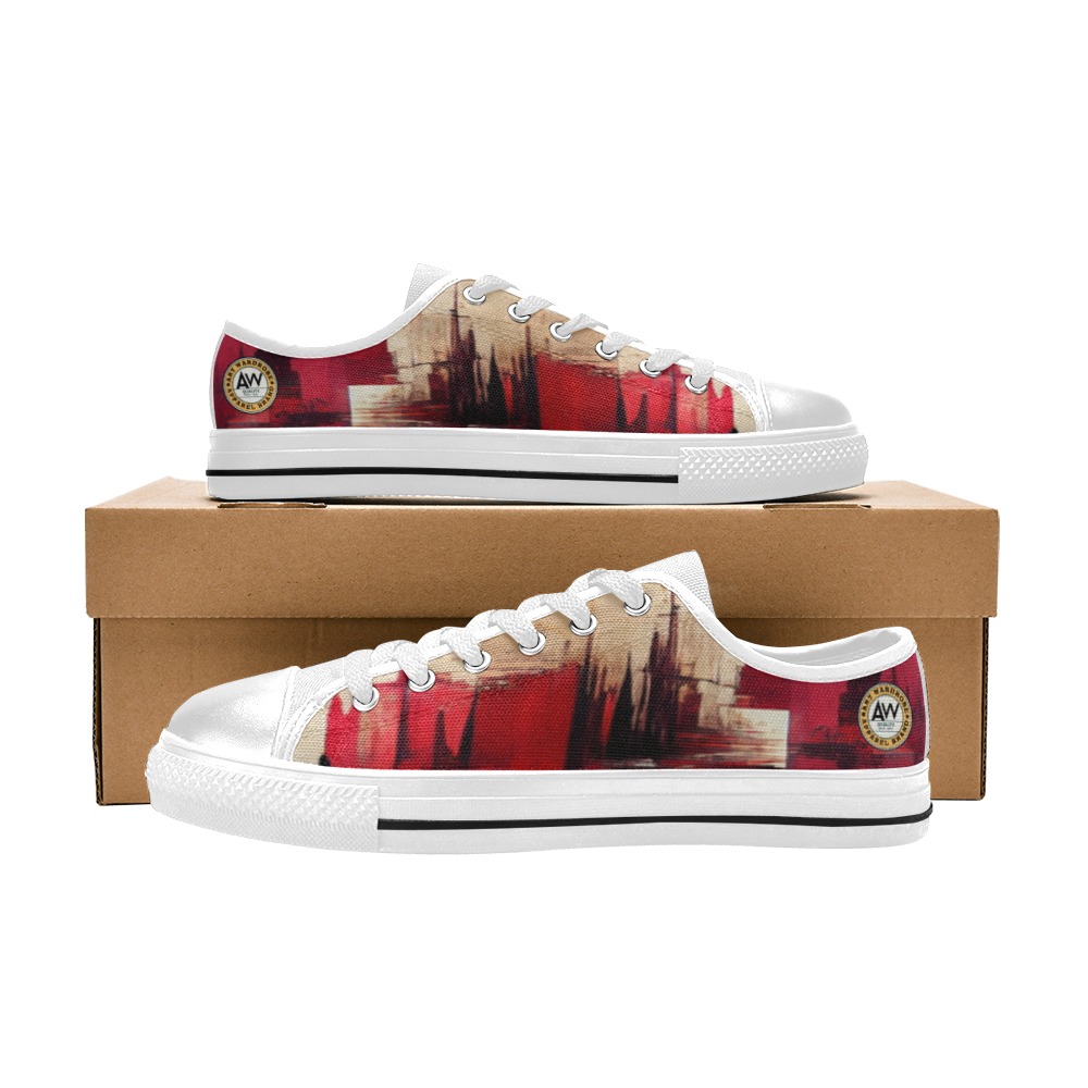 graffiti buildings red and cream 1 Women's Classic Canvas Shoes (Model 018)