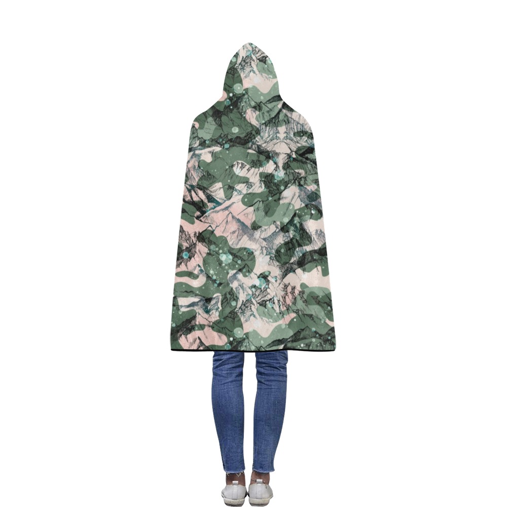 Modern camo mountains 23 Flannel Hooded Blanket 40''x50''