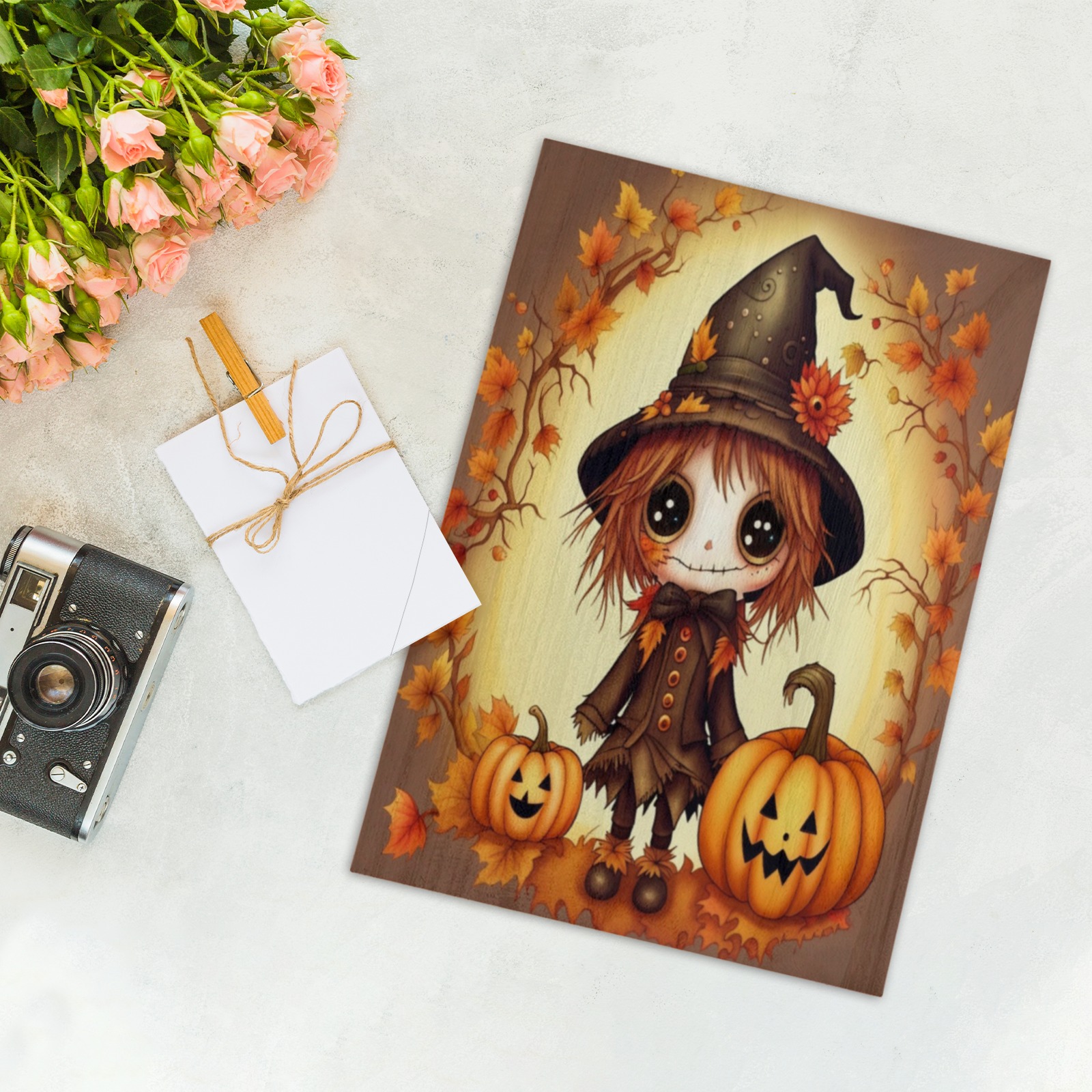 Halloween Scarecrow Wood Print 8"x12"
