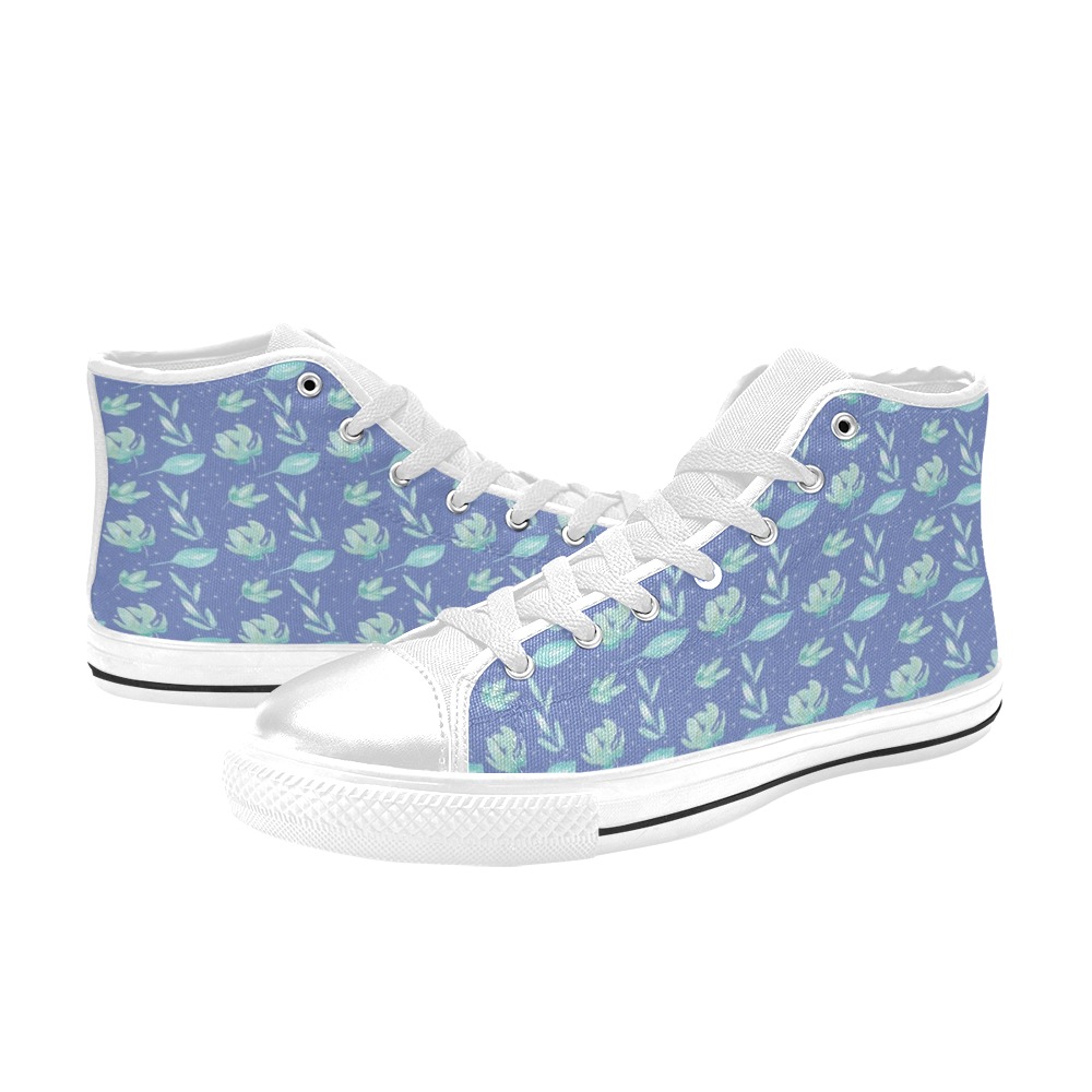 Floral pattern High Top Canvas Shoes for Kid (Model 017)