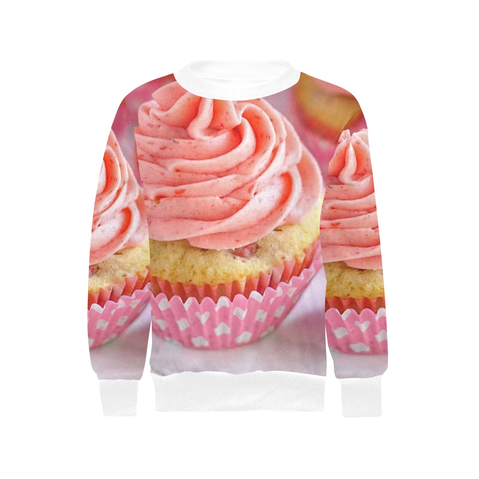 bb strawberry cup cakes Girls' All Over Print Crew Neck Sweater (Model H49)