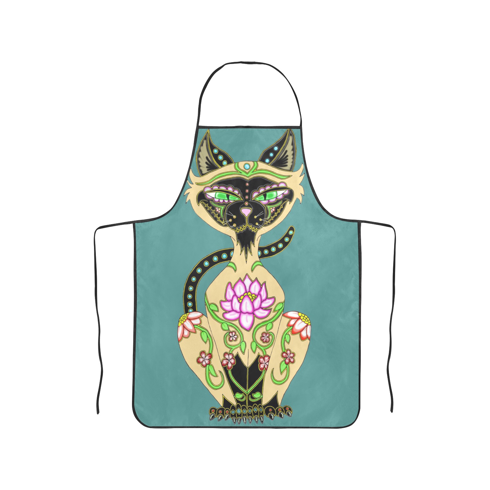 Siamese Cat Sugar Skull Women's Overlock Apron