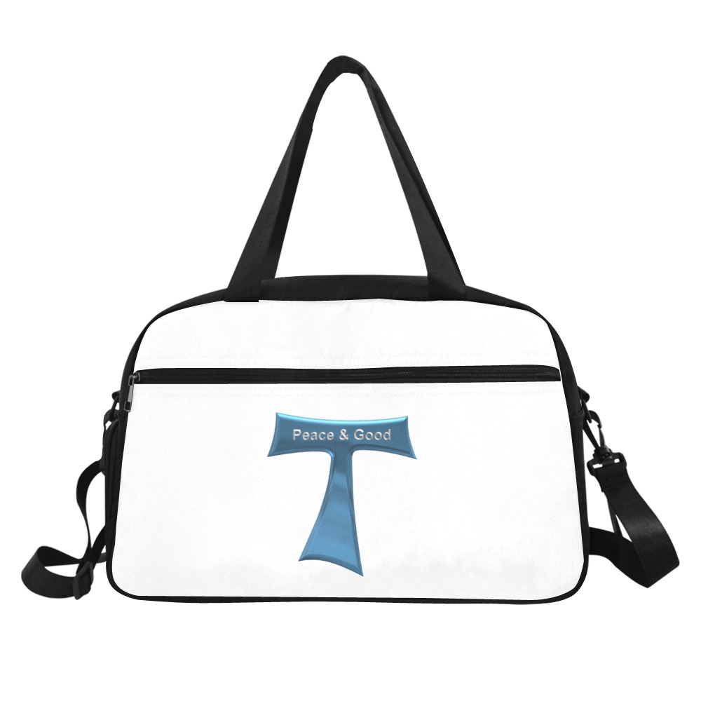 Franciscan Tau Cross Peace and Good  Blue Metallic Fitness Handbag (Model 1671)