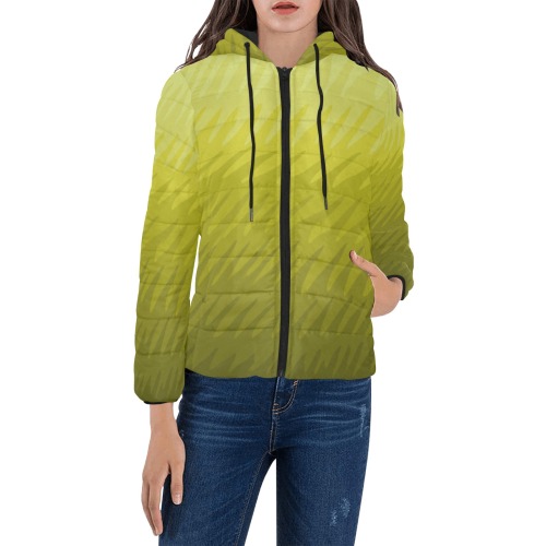 ylw wavespike Women's Padded Hooded Jacket (Model H46)